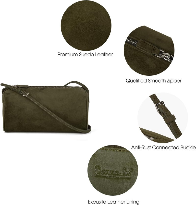 DONNAIN Premium Suede Leather Crossbody Purses for Women, Small Shoulder Bag with Adjustable Strap and Crossbody Hobo Bag - Image 4